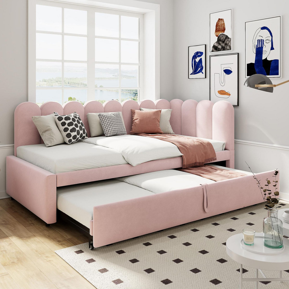 MERAX Lit gigogne rembourré