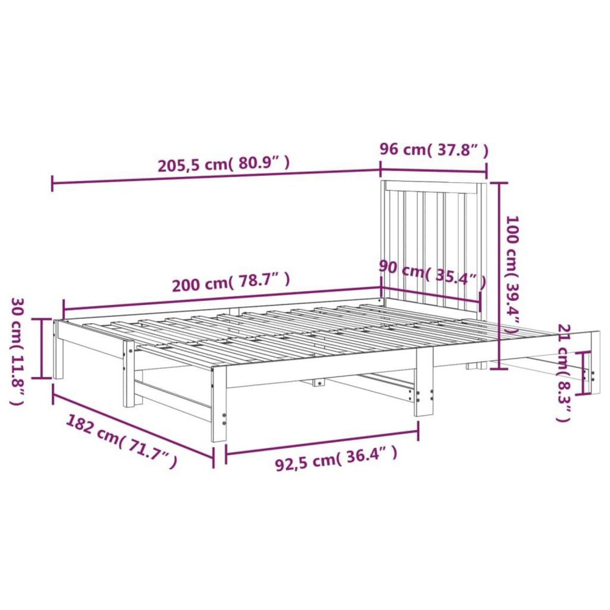 VIDAXL Lit coulissant sans matelas blanc 2x(90x200) cm
