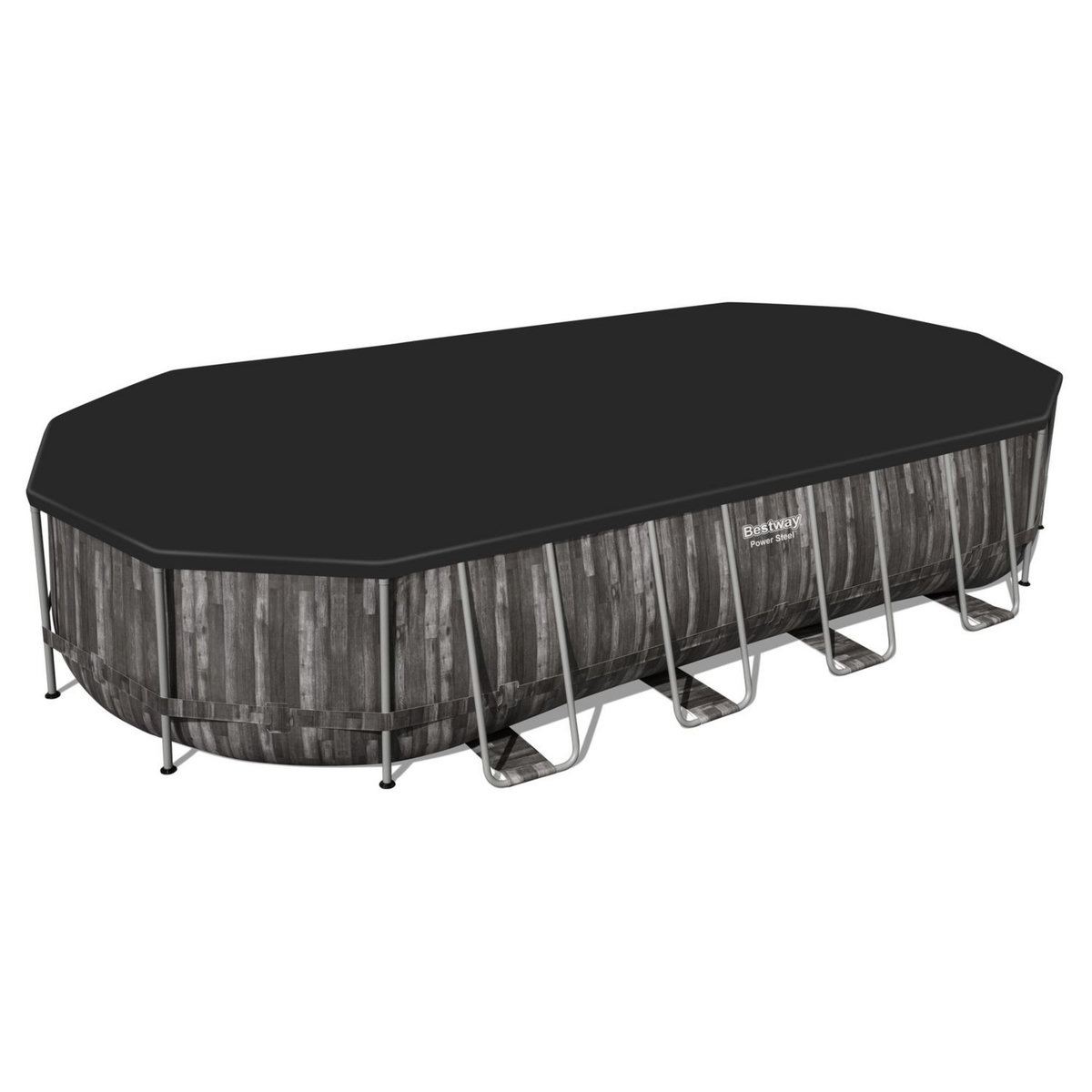 BESTWAY Piscine tubulaire ovale - Décor bois - 732x366x122cm - POWER STEEL™
