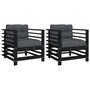 Voir la diapositive 2 : VIDAXL Chaises de jardin et coussins lot de 2 noir bois de pin massif