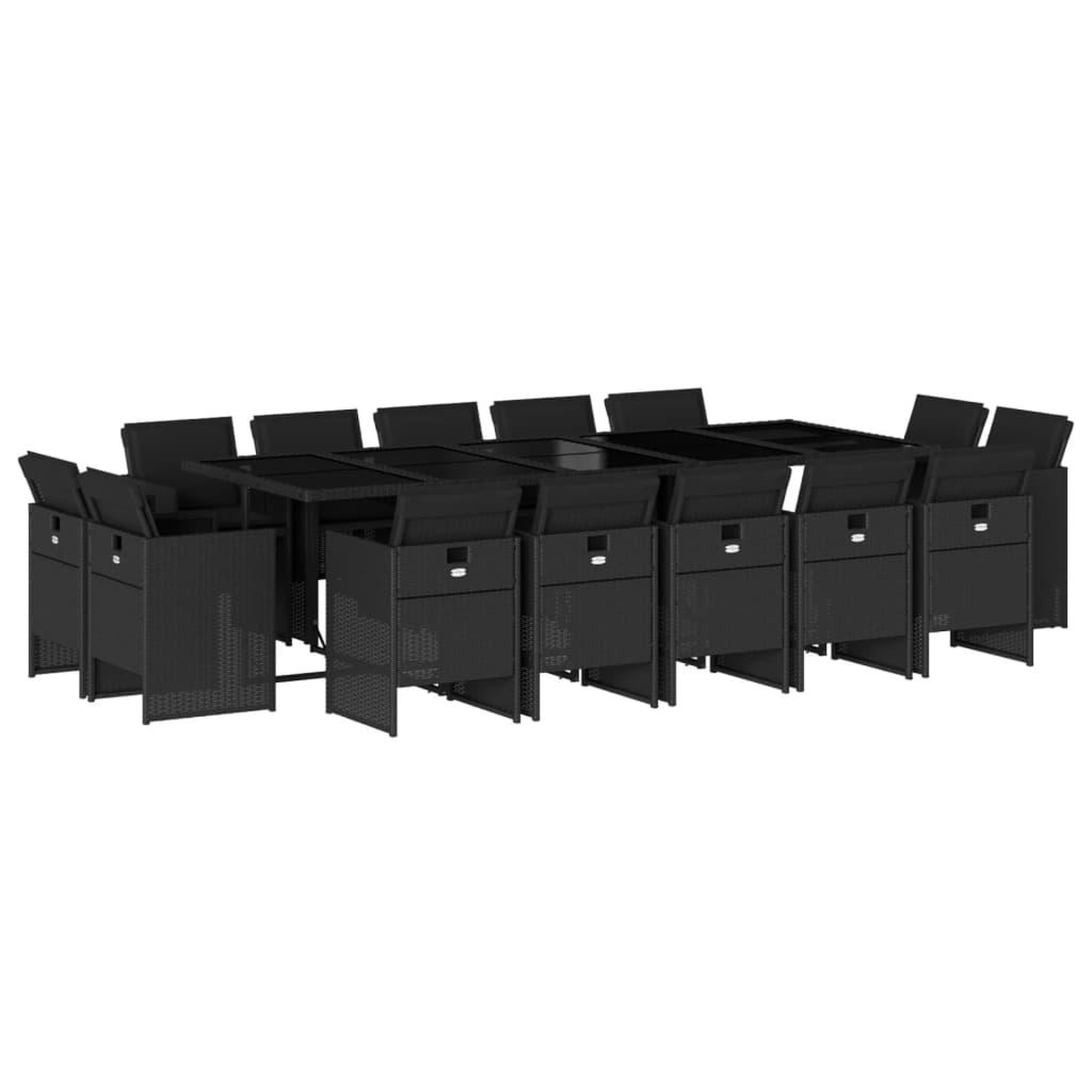 Voir la diapositive 2 : VIDAXL Ensemble a manger de jardin 15 pcs coussins noir resine tressee