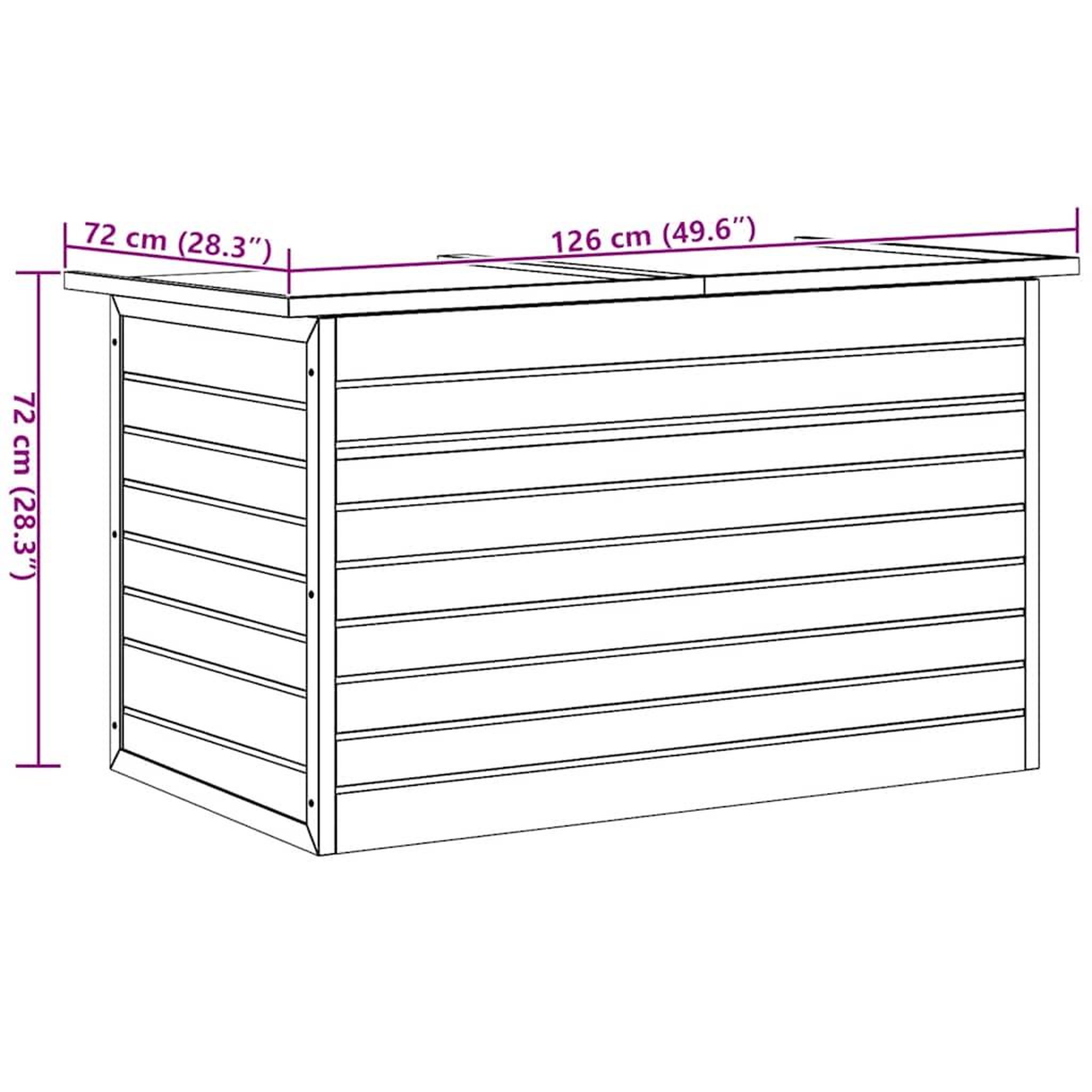 Voir la diapositive 6 : VIDAXL Boîte de rangement de jardin 126x72x72 cm Bois