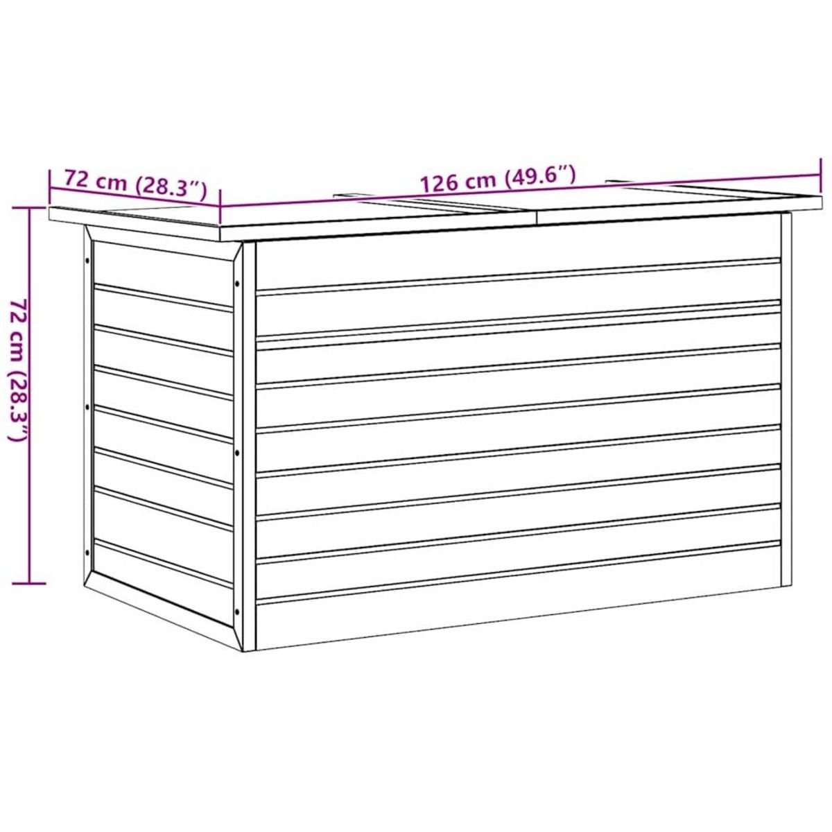VIDAXL Boîte de rangement de jardin 126x72x72 cm Bois