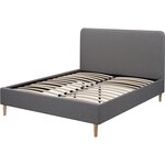 Habitat et Jardin Lit double en tissu  Louise  - 140 x 190 cm - Gris