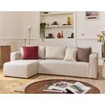 BEST MOBILIER Topaze - canapé d'angle déhoussable réversible 4 places en tissu. Coloris disponibles : Bleu, Beige, Noir, Gris, Vert, Orange, Violet