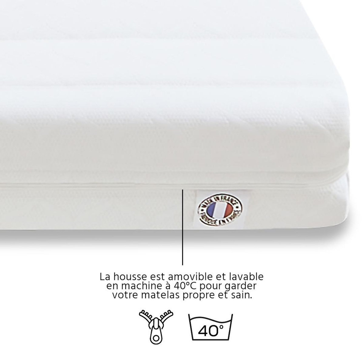 OLYMPE LITERIE OLYMPE LITERIE | Pack Prêt à dormir EGIO | Matelas Latex Like + Sommier Métal + Accessoires