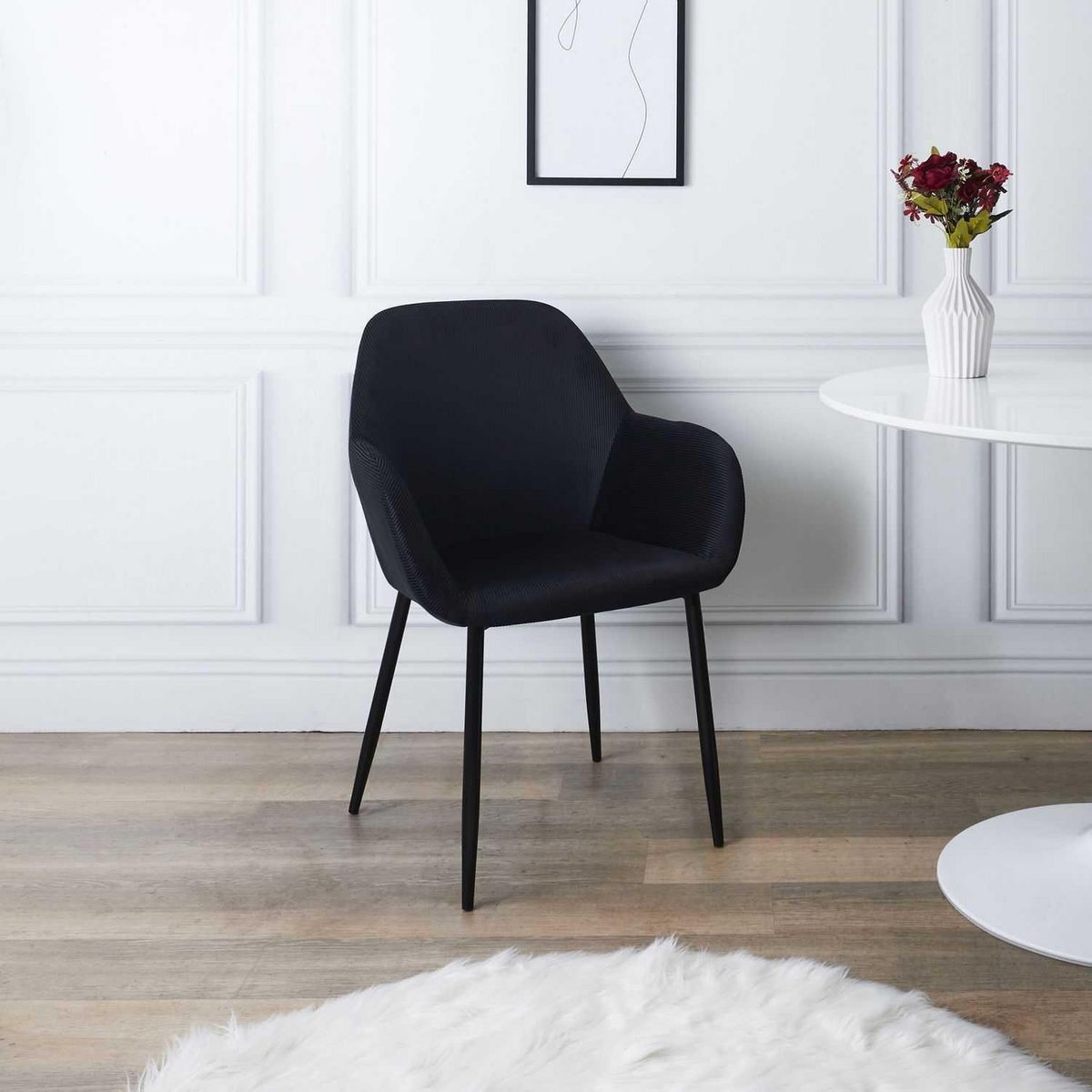 The Home Deco Factory 2 Fauteuils de table design velours Giulia