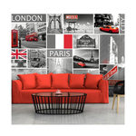 Paris Prix Papier Peint  London, Paris, Berlin, New York. Coloris disponibles : Multicolore