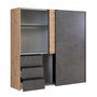Voir la diapositive 4 : MARKET24 Armoire 2 portes coulissantes 3 tiroirs - Décor chene artisan et béton gris - L 200,1 x P 61,2 x H 200,5 cm - WINN2