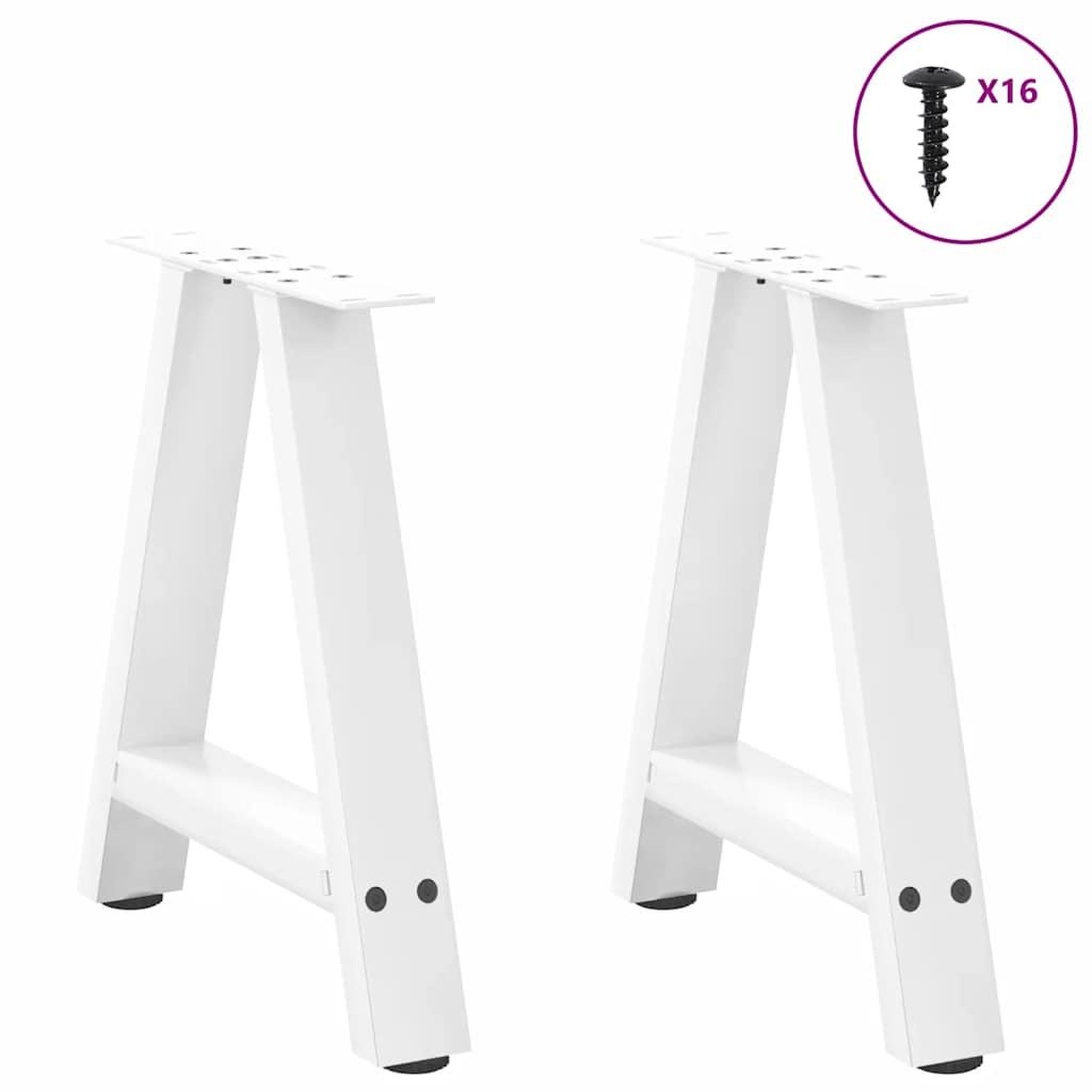 Voir la diapositive 3 : VIDAXL Pieds de table basse forme de A 2 pcs blanc 38x(42-43) cm acier