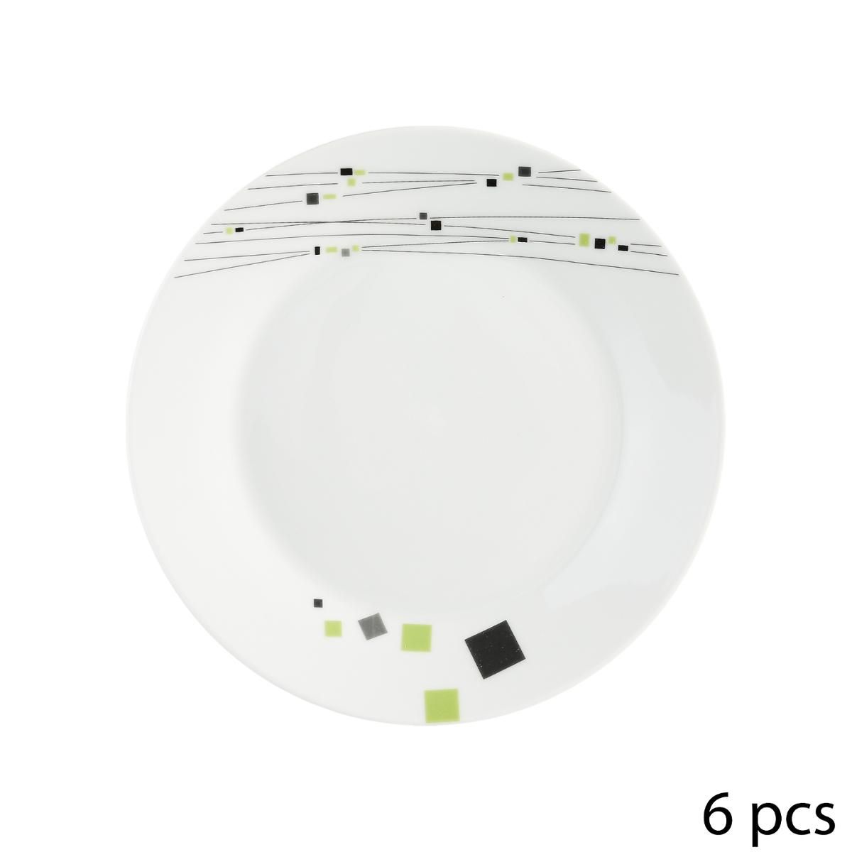 SECRET DE GOURMET Service d'assiettes 19 pièces en porcelaine CARRES VERT