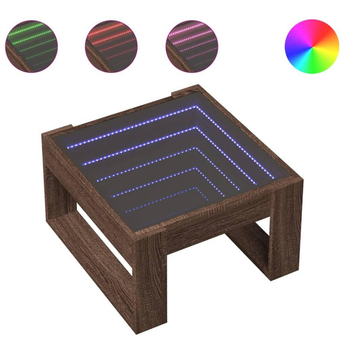 VIDAXL Table basse avec LED infini chene marron 50x53x30 cm