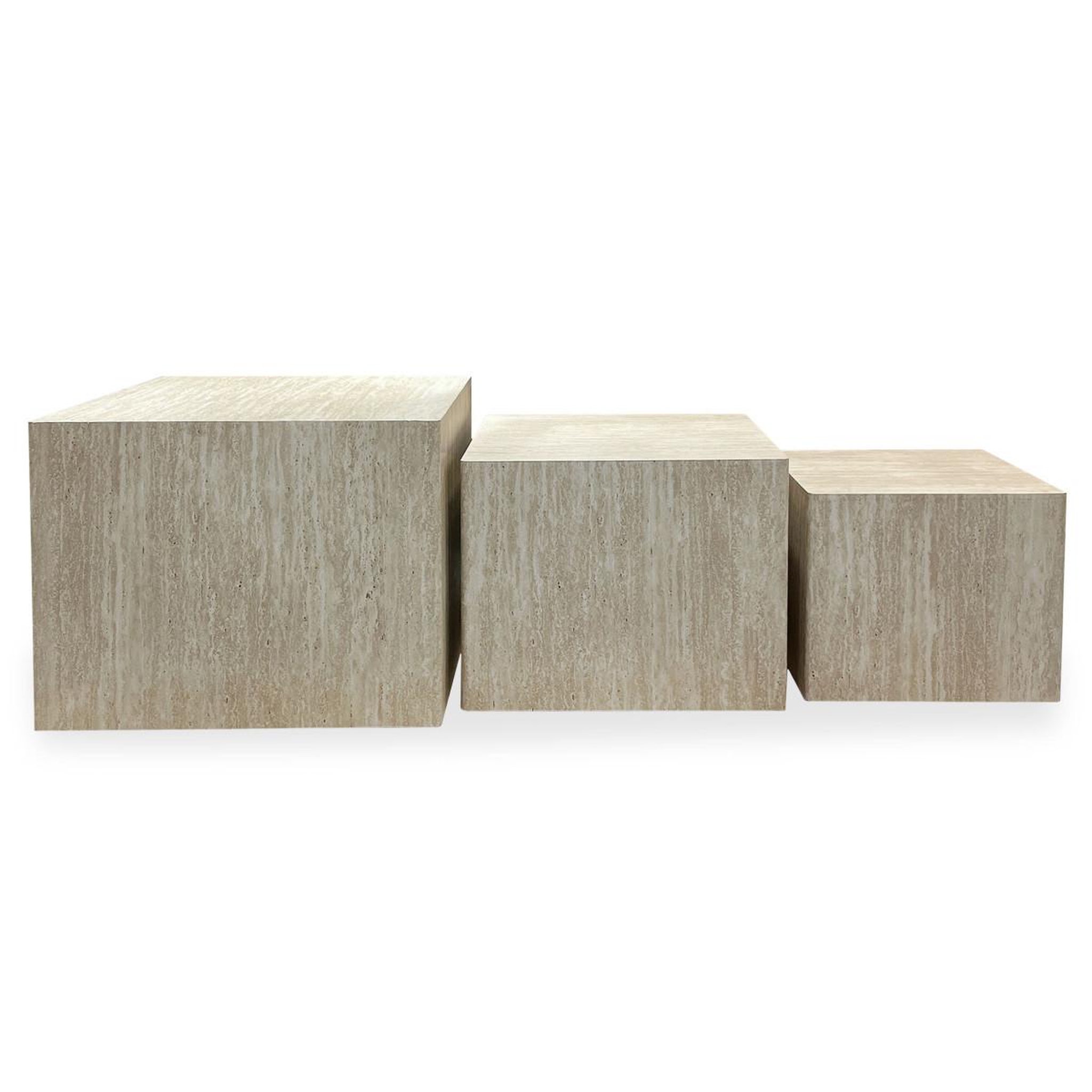 Voir la diapositive 2 : Paris Prix Lot de 3 tables basses effet travertin  odis  58cm beige
