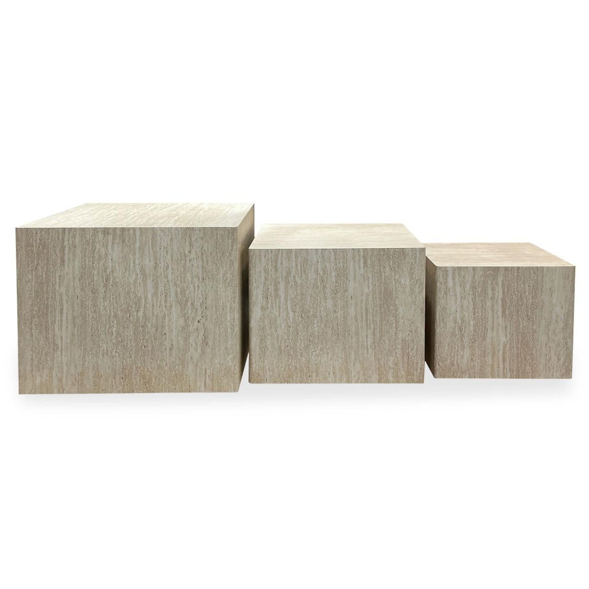 Paris Prix Lot de 3 Tables Basses Effet Travertin  Odis  58cm Beige