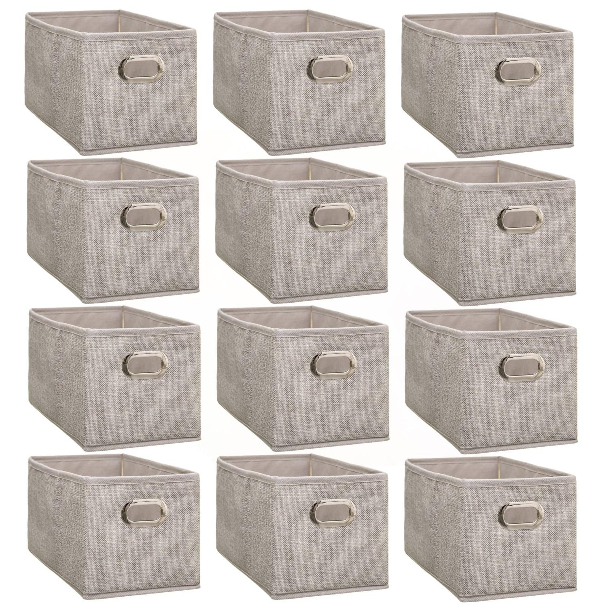 Voir la diapositive 1 : TOILINUX Lot de 12 paniers de rangement en tissu avec poignée mix'n modul