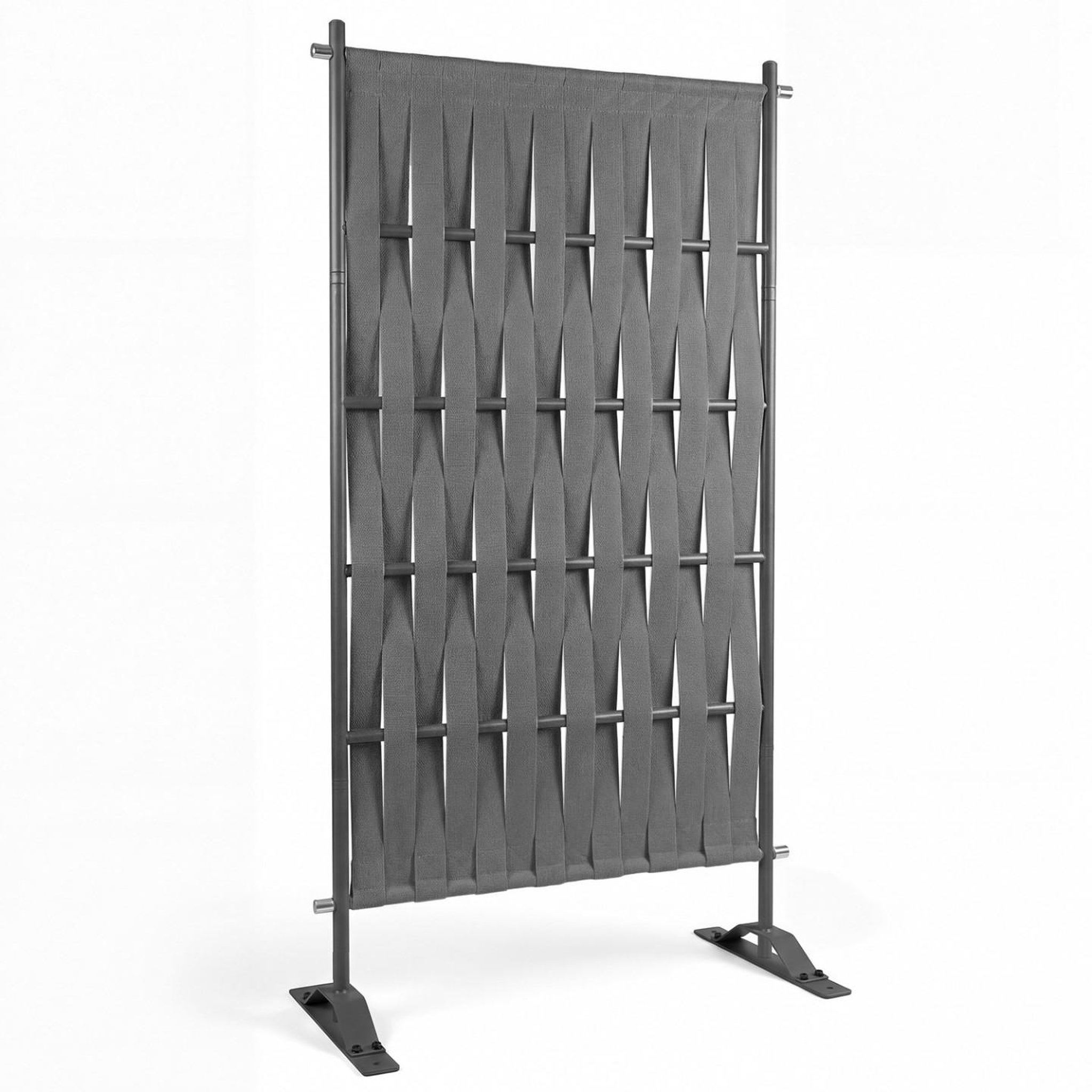 ID MARKET Paravent extérieur claustra décoratif 80 x 150 cm sangles et métal gris anthracite
