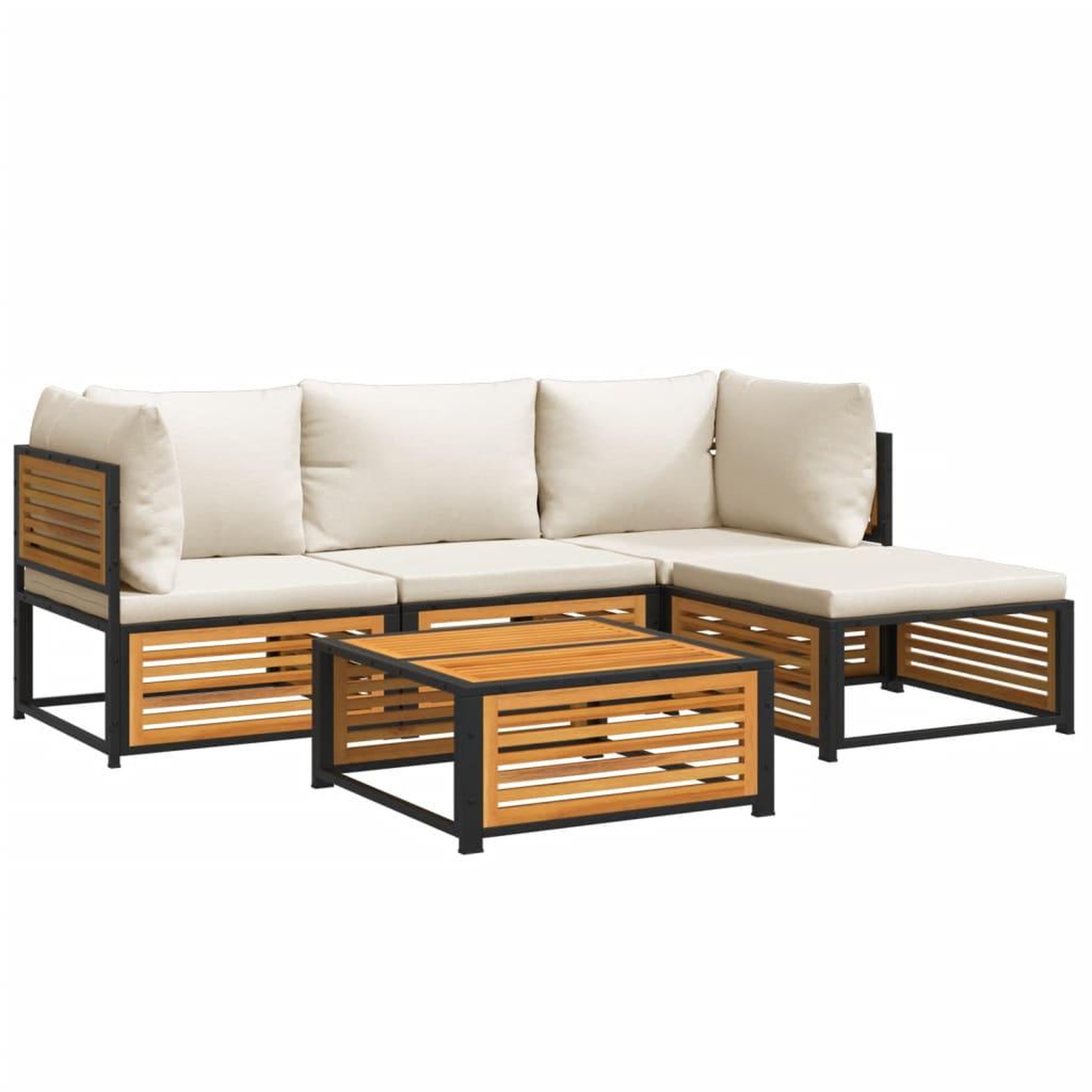 Voir la diapositive 2 : VIDAXL Salon de jardin avec coussins 5 pcs Bois d'acacia solide