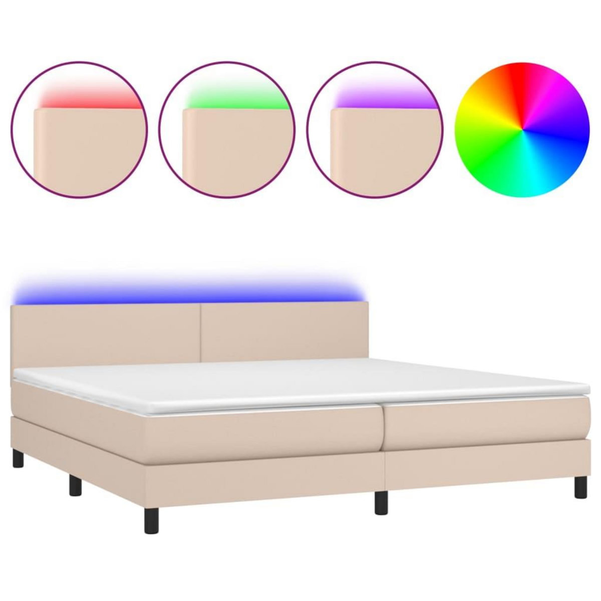 VIDAXL Sommier a lattes de lit avec matelas LED Cappuccino 200x200 cm