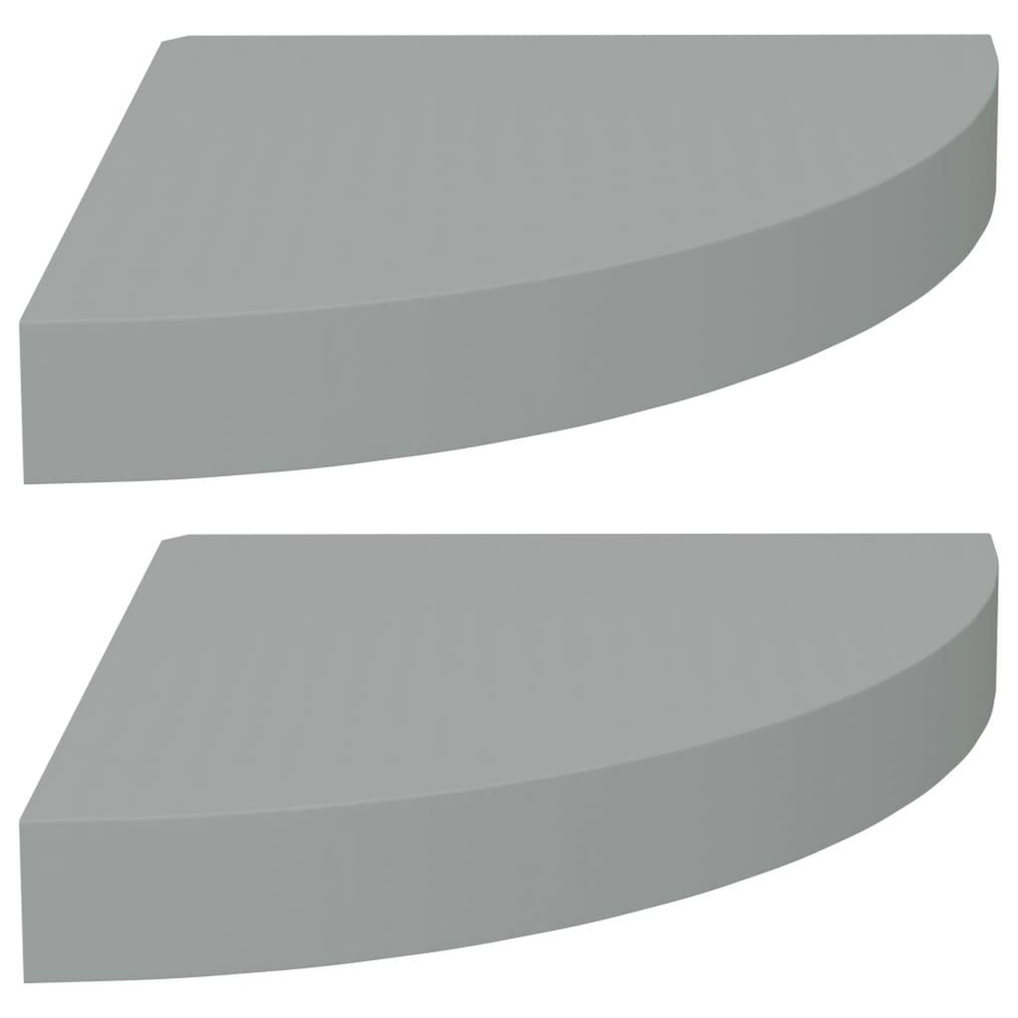 Voir la diapositive 2 : VIDAXL Etageres d'angle flottantes 2 pcs gris 25x25x3,8 cm MDF