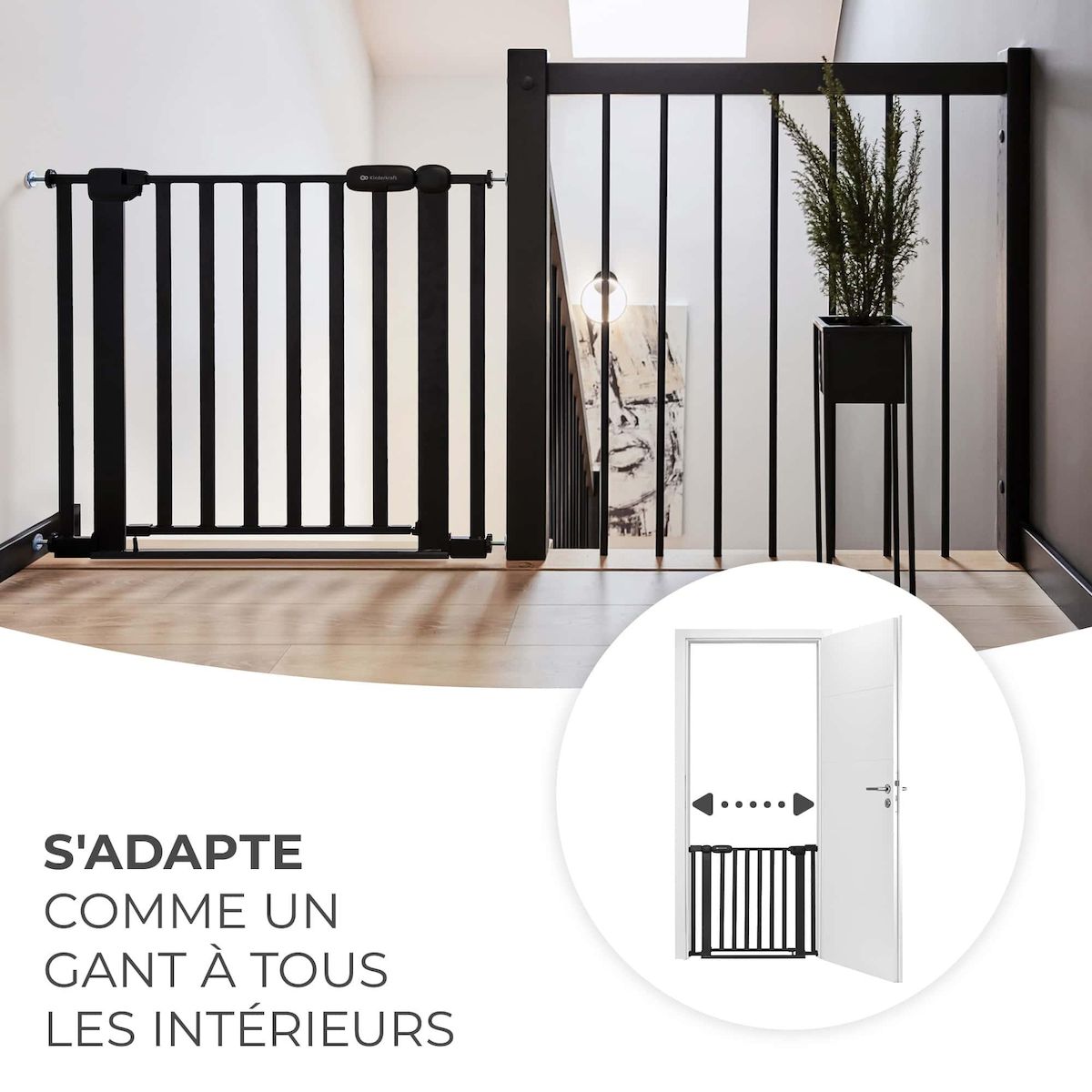 KINDERKRAFT Barriere de securite sans percage ouverture jusqua 90 degres