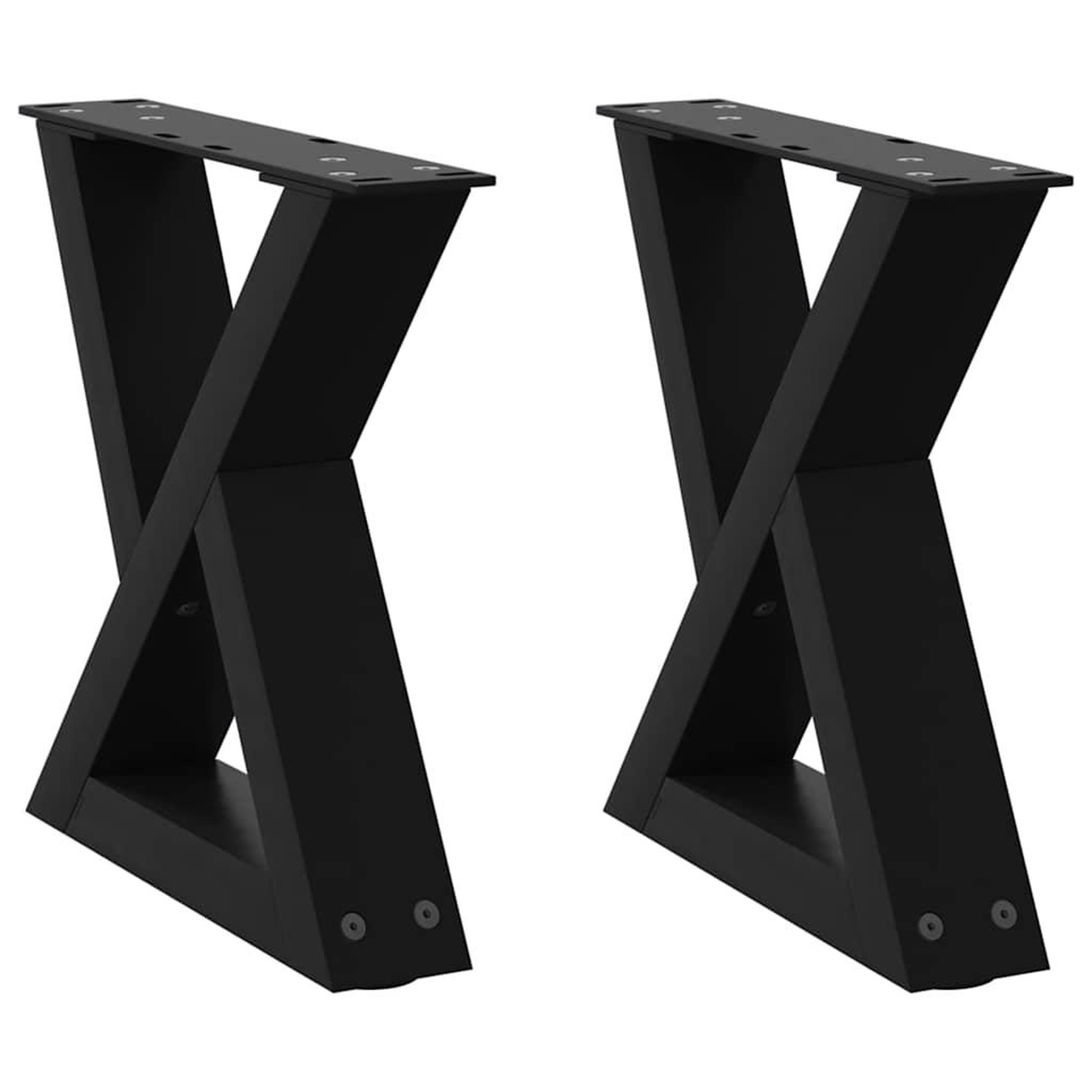 Voir la diapositive 2 : VIDAXL Pieds de table basse 2 pcs noir 30x(30-31,3) cm acier