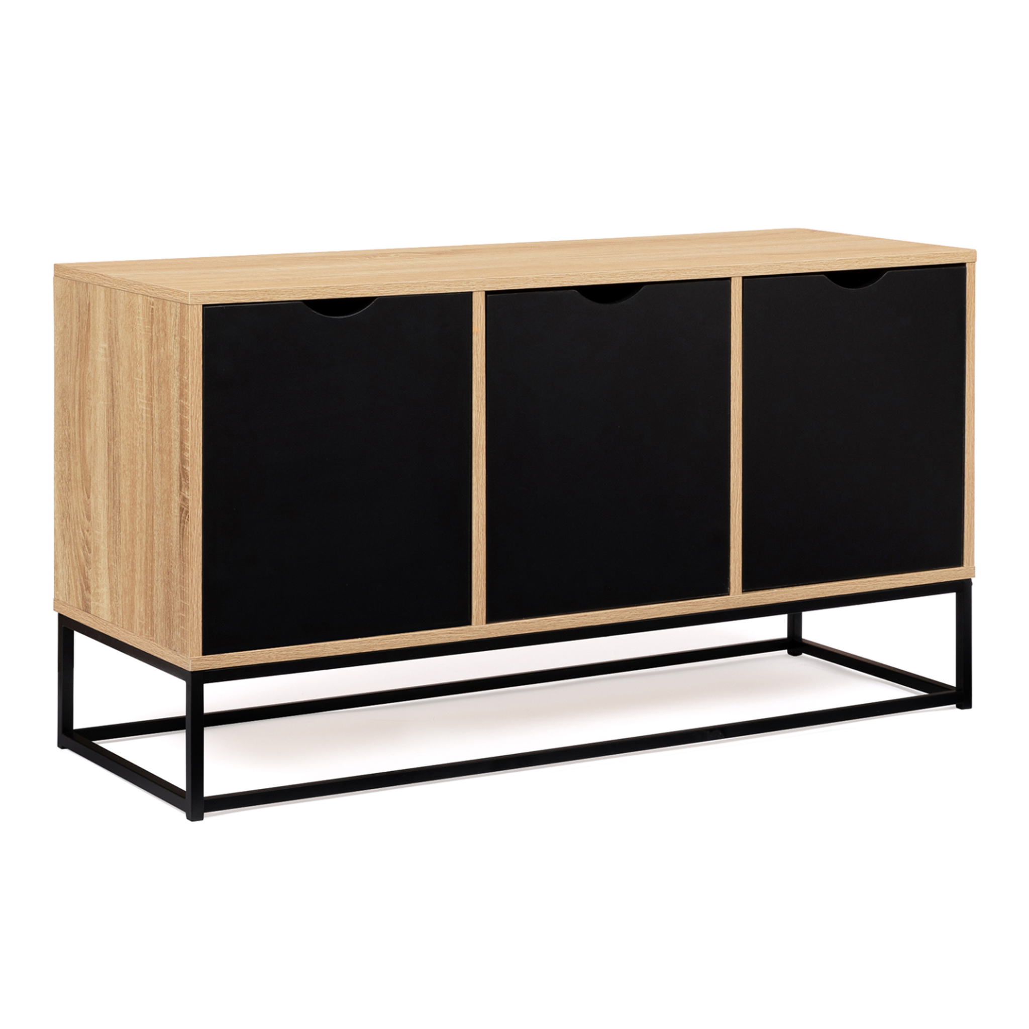 ID MARKET Buffet bas 113 cm boston 3 portes noires design industriel