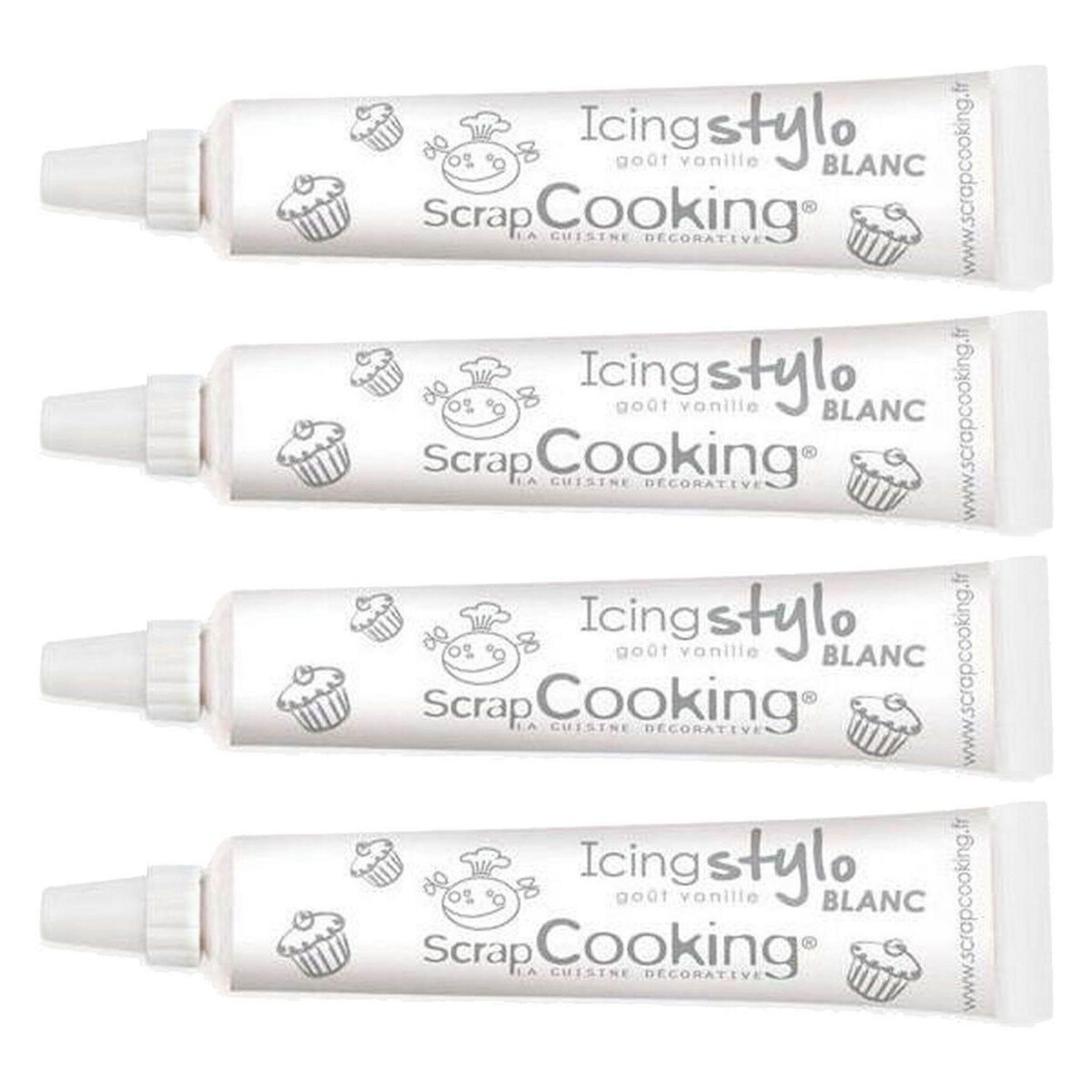 SCRAPCOOKING 4 stylos de glaçage blancs goût vanille