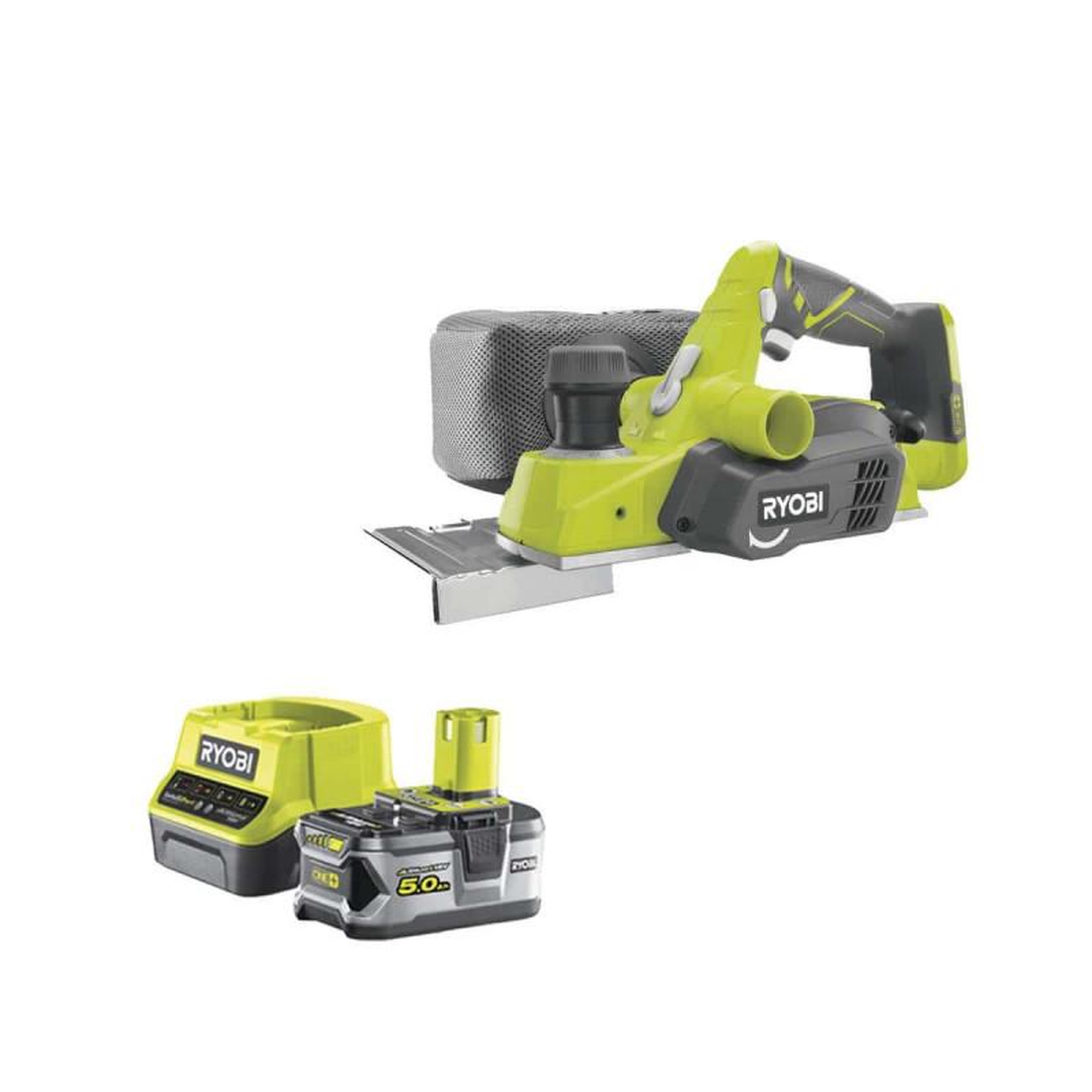 Ryobi Pack ryobi rabot 18v one+ 82mm r18pl-0 - 1 batterie 5.0ah - 1 chargeur rapide 2.0ah rc18120-150
