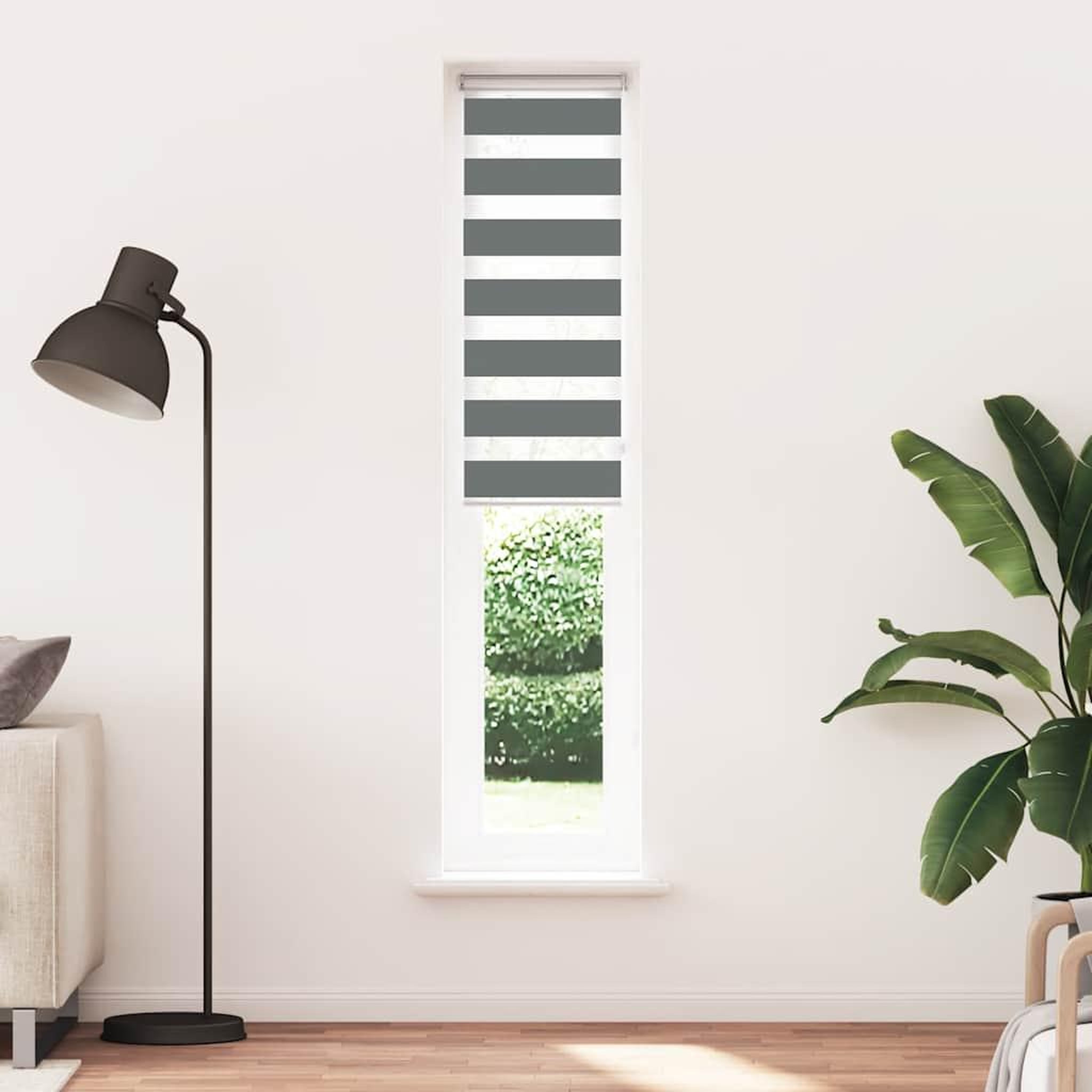 Voir la diapositive 2 : VIDAXL Store zebre gris fonce largeur du tissu 35,9 cm polyester