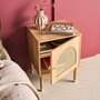 Voir la diapositive 4 : SWEEEK Table de chevet bohème bois et cannage naturel 1 porte 45 x 40 x 60 cm - Judith