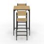 Voir la diapositive 3 : ID MARKET Ensemble table de bar carrée DETROIT 60 cm et 2 chaises de bar design industriel