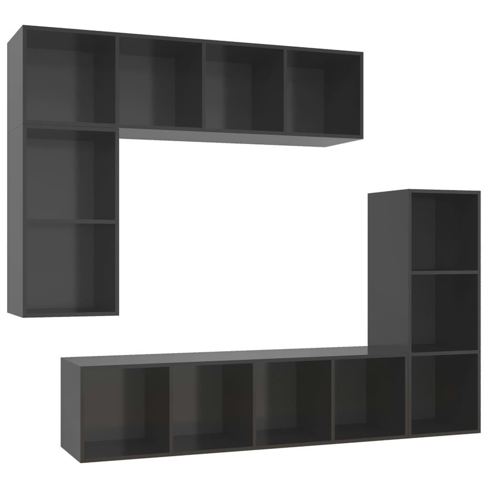 Voir la diapositive 2 : VIDAXL Ensemble de meubles TV 4 pcs Gris brillant Bois d'ingenierie