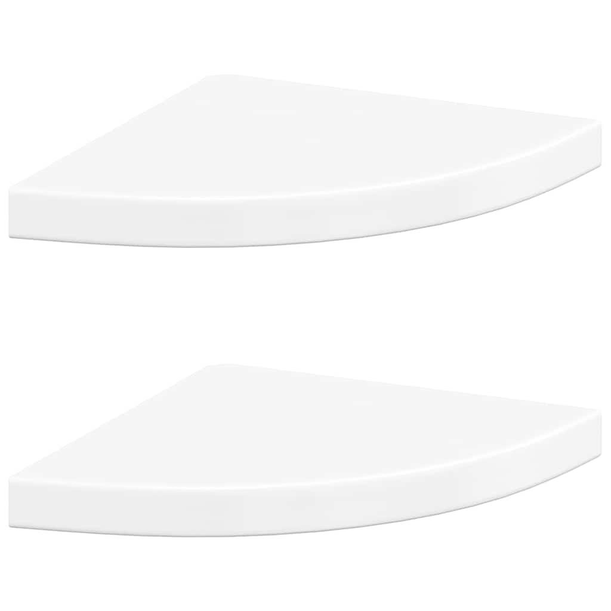 Voir la diapositive 2 : VIDAXL Etageres d'angle flottantes 2pcs blanc brillant 35x35x3,8cm mdf