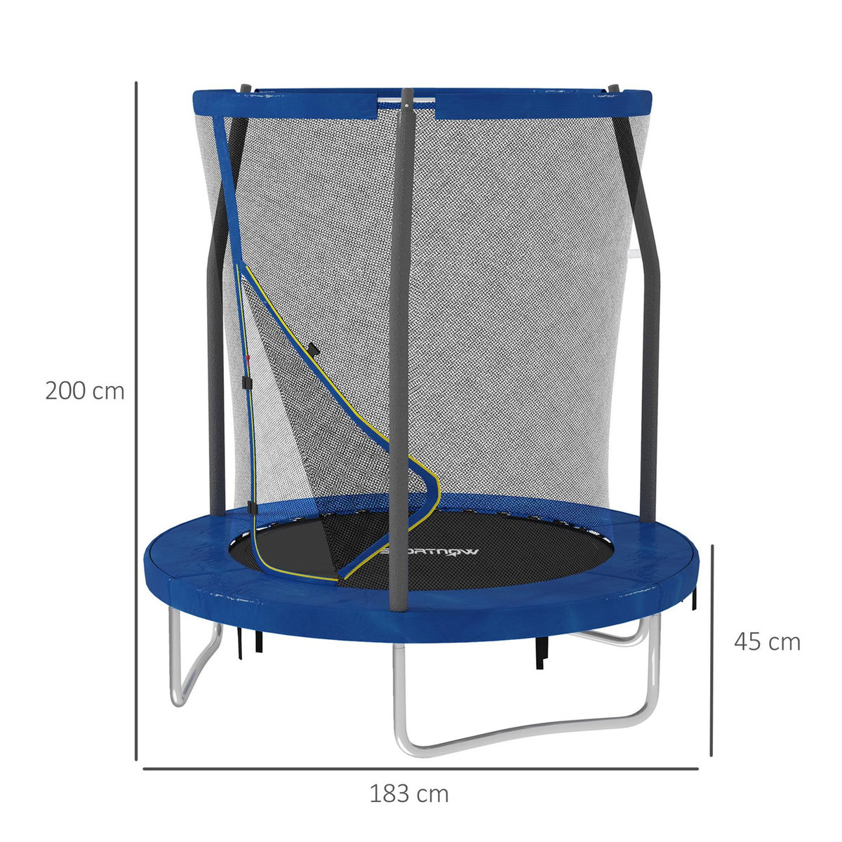 HOMCOM Trampoline de jardin enfant Ø183 cm - couvre-ressort, filet de sécurité porte zippée verrouillable inclus - acier bleu