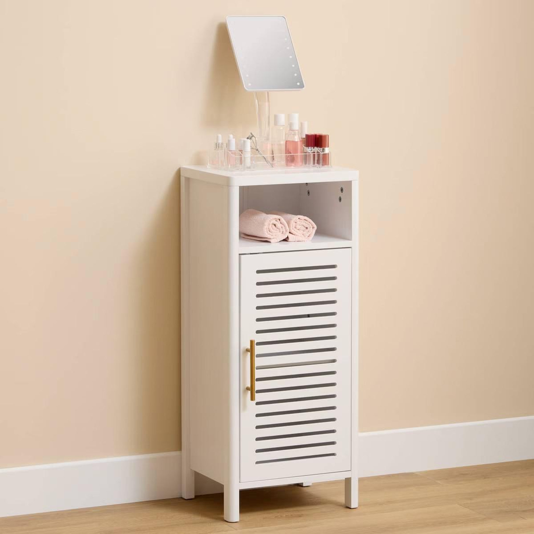 Voir la diapositive 4 : FIVE Meuble bas avec porte  oréa  85cm blanc