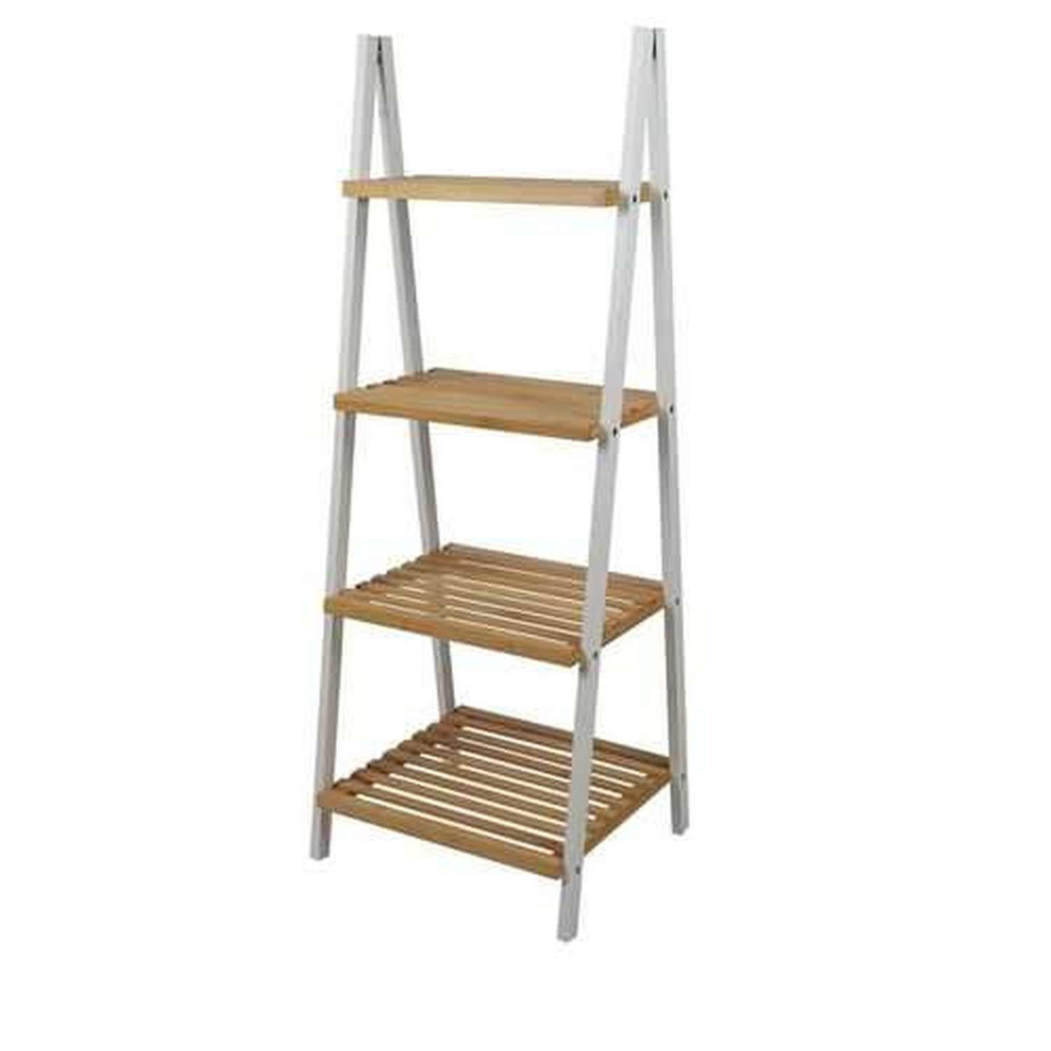 DIVERS Etagère 4 niveaux pyramide en bois - marron et banc