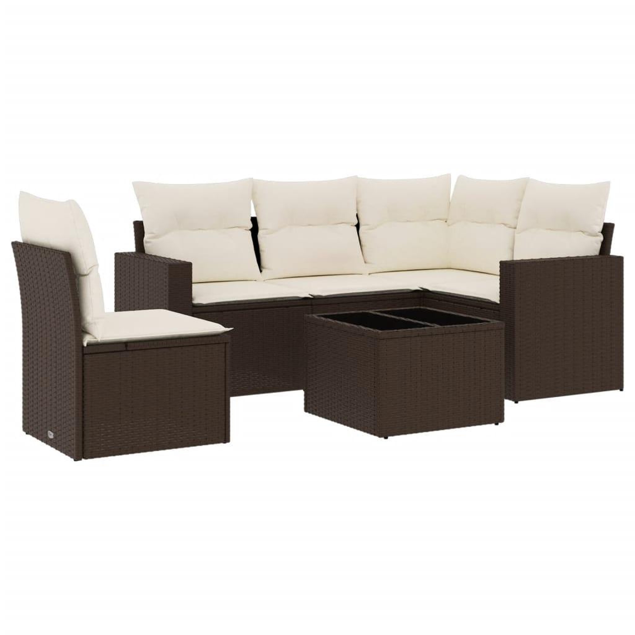 Voir la diapositive 2 : VIDAXL Salon de jardin avec coussins 6 pcs marron resine tressee