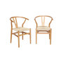 Voir la diapositive 1 : SWEEEK Lot de deux chaises vintage naturelles en bois d'hévéa avec assise en cordes et dossier arrondi