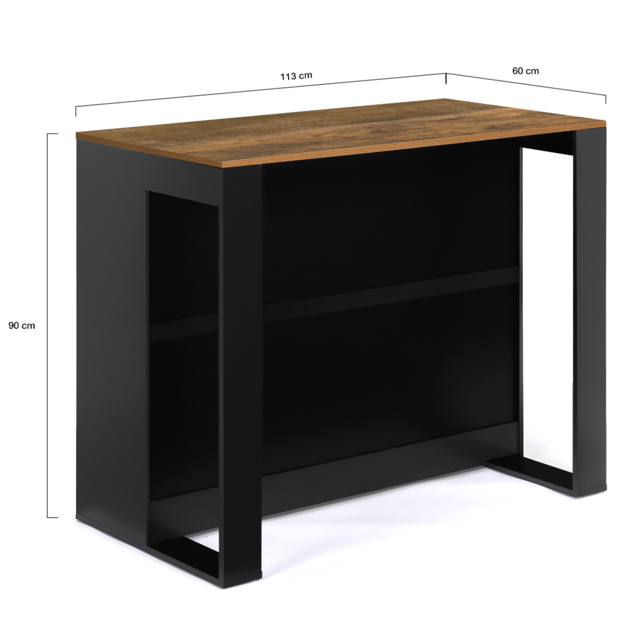 Voir la diapositive 5 : ID MARKET Table de bar îlot juno bois noir et plateau foncé hawkins