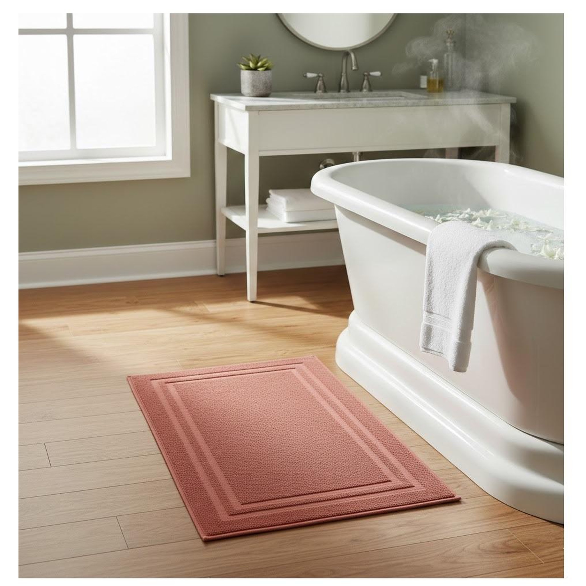 Voir la diapositive 2 : Eden Tapis de bain en coton lilas design et moderne