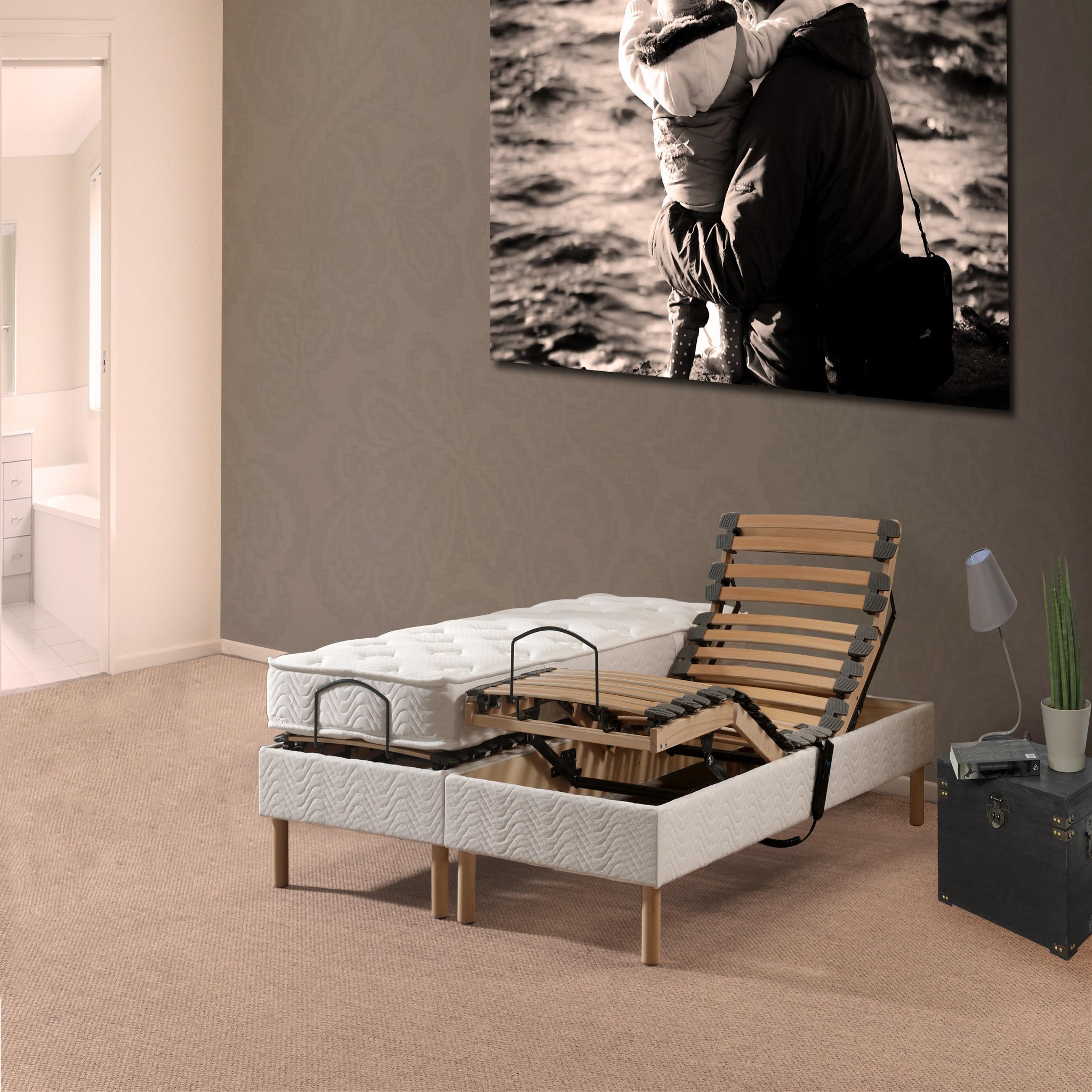 Voir la diapositive 1 : Ensemble relaxation électrique TPR matelas latex 160x200 cm PRESTIGE LATEX