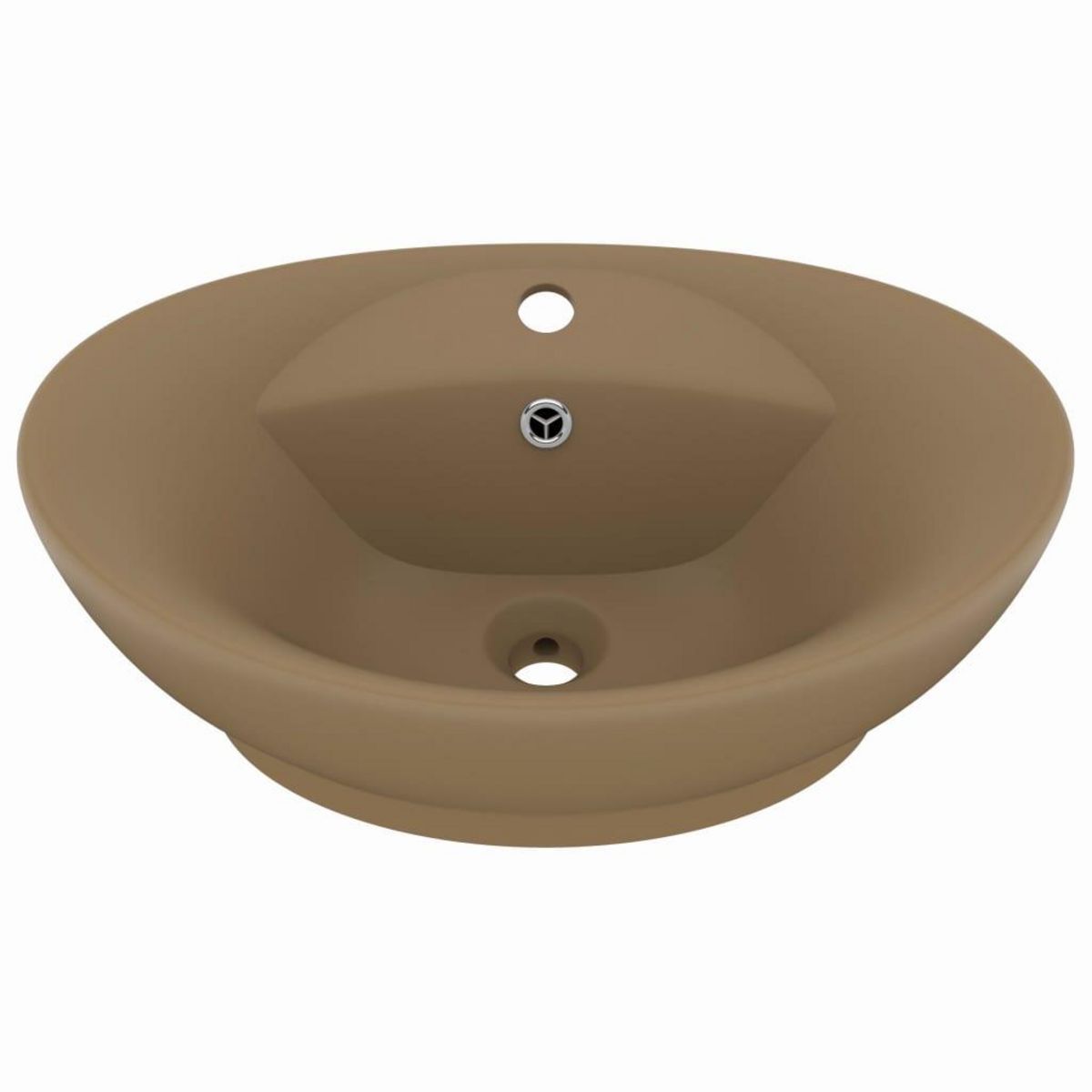 VIDAXL Lavabo ovale de luxe a trop-plein Creme mat 58,5x39cm Ceramique