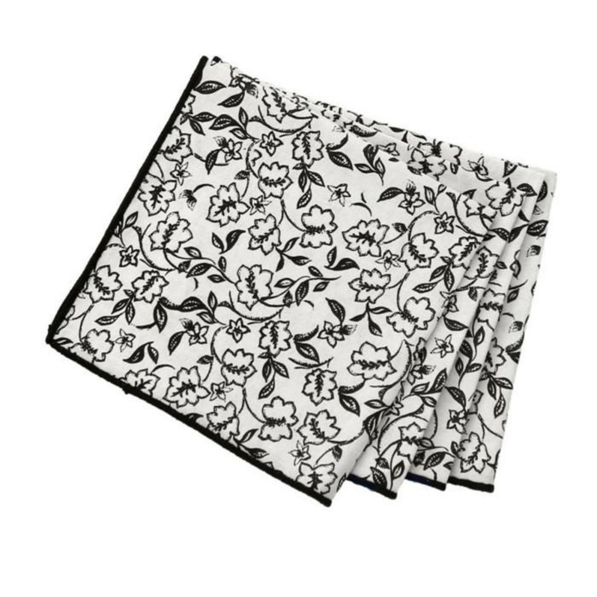 Paris Prix Lot de 4 Serviettes de Table  Linette  40x40 Écru & Noir