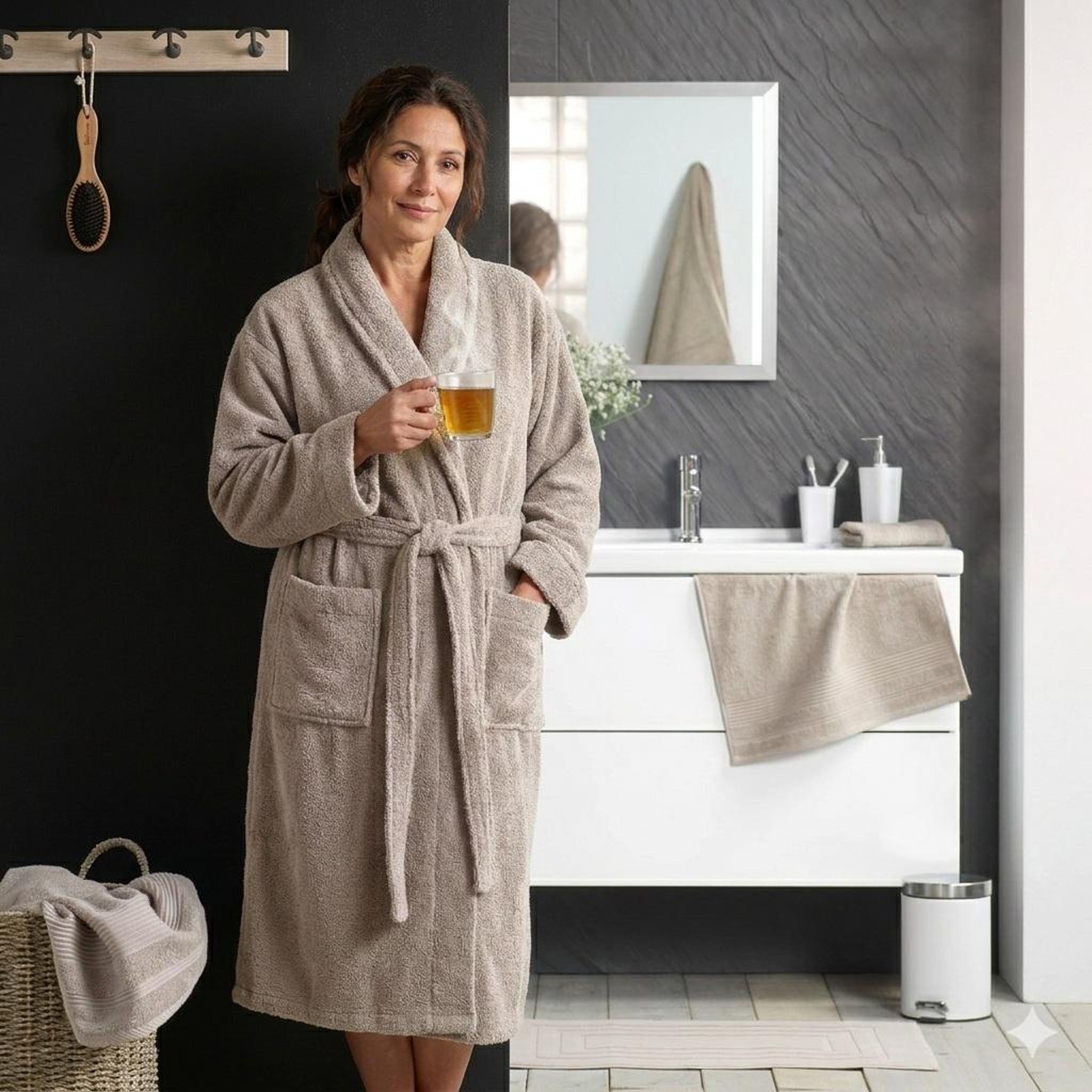 Voir la diapositive 4 : Eden Peignoir en éponge tendresse design et moderne