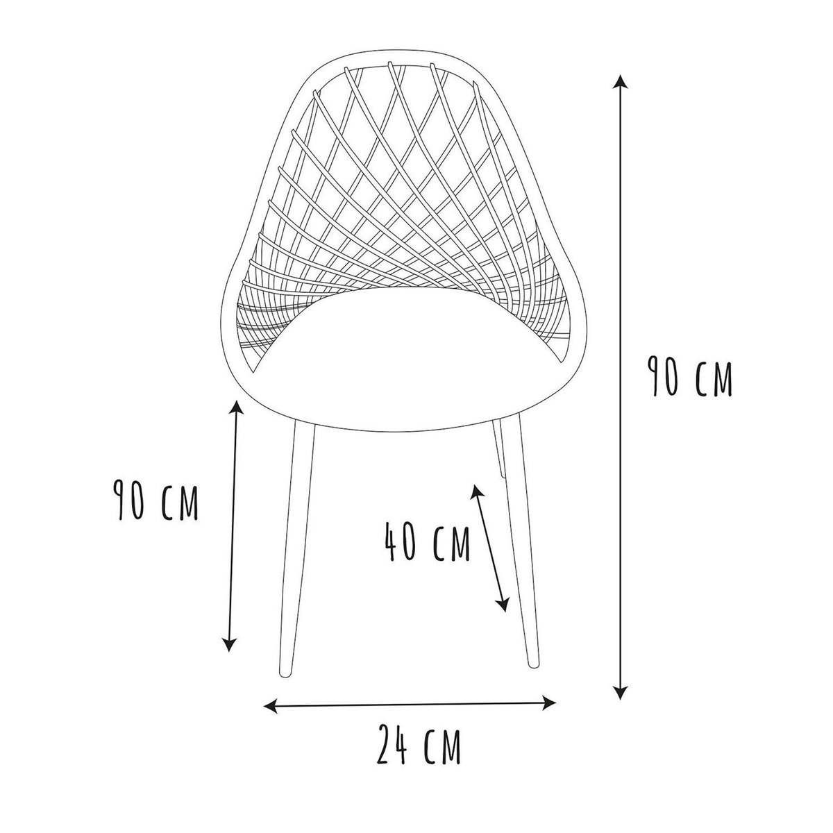 TOILINUX Lot de 4 chaises d'extérieur Malaga en polypropylène