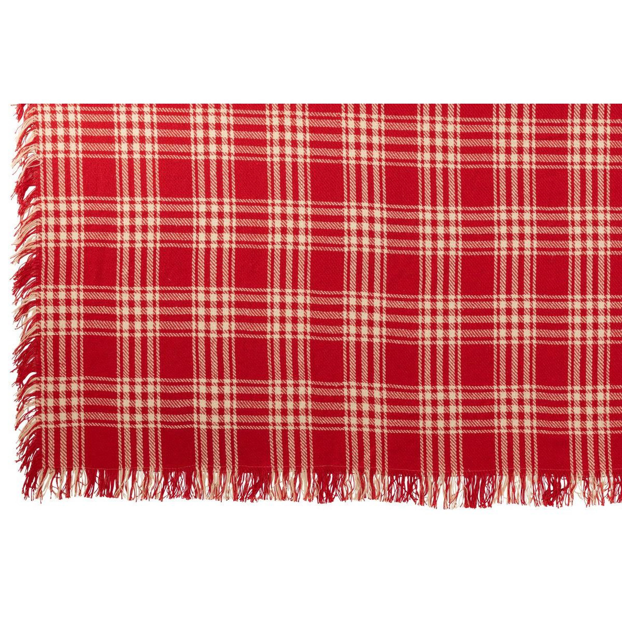 Voir la diapositive 2 : J-LINE Plaid à carreaux  franges  130x180cm rouge