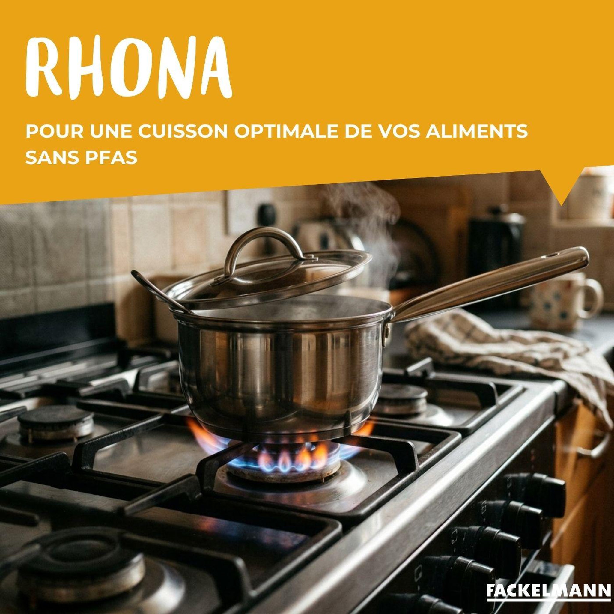 Voir la diapositive 6 : Fackelmann Lot de 4 casseroles 16/18/20/22 cm et poêles en inox 24/28 cm avec couvercle fackelmann rhona