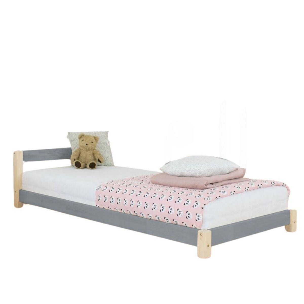 BENLEMI Lit simple en bois DREAMY gris 120x200cm