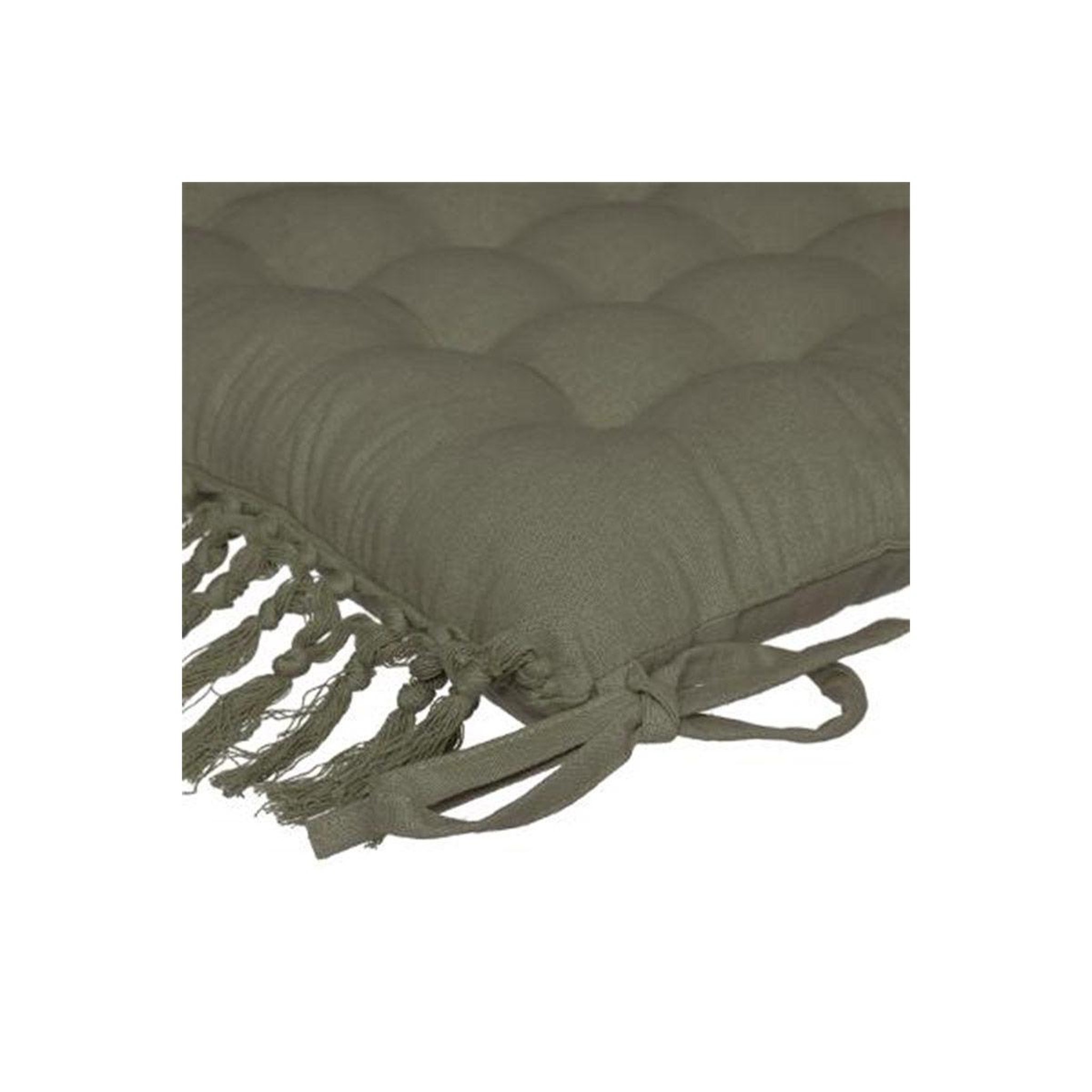 Voir la diapositive 2 : ATMOSPHERA Galette de chaise  macramé  40x40cm vert kaki