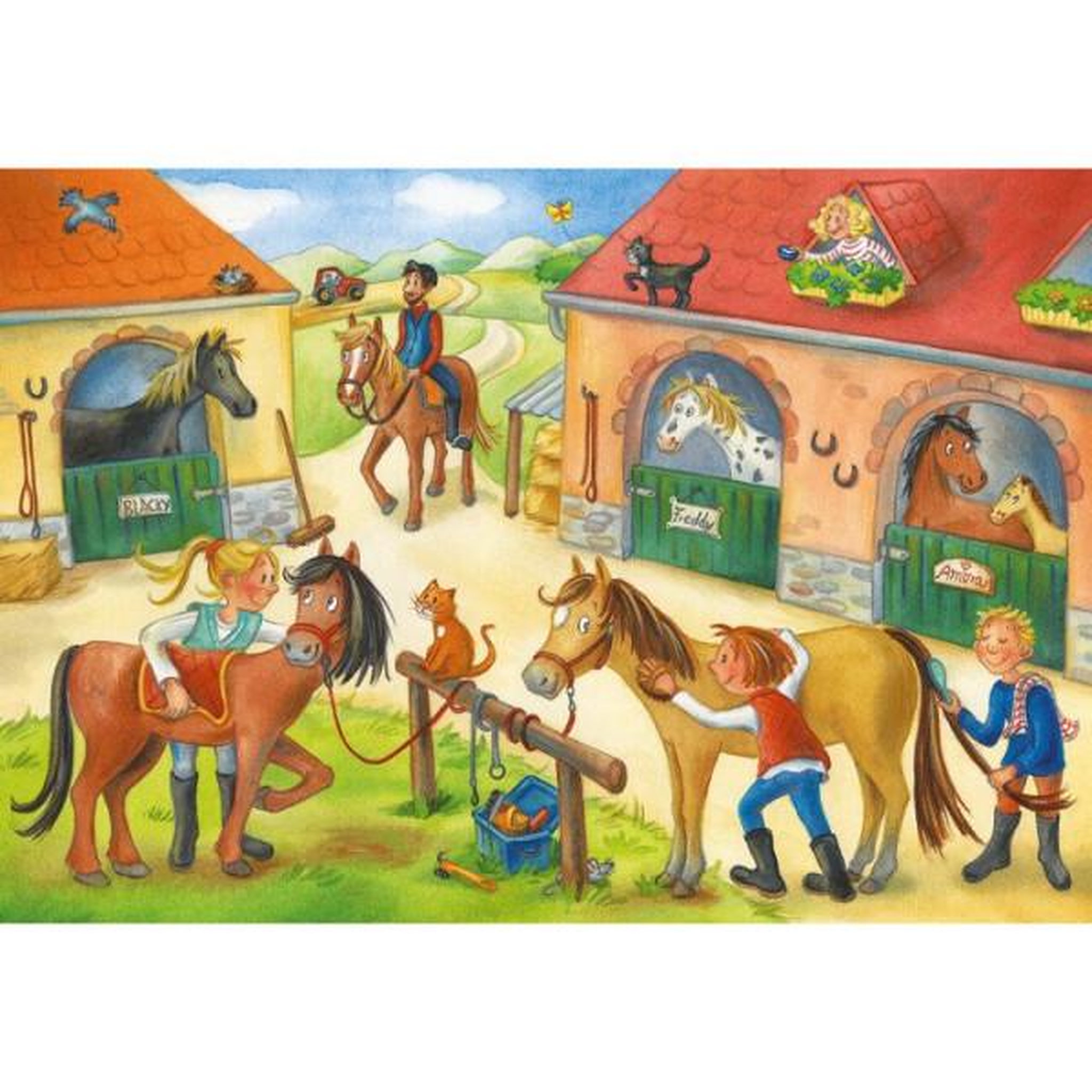 Voir la diapositive 5 : RAVENSBURGER Puzzle 2x12 pcs Vacances au centre equestre